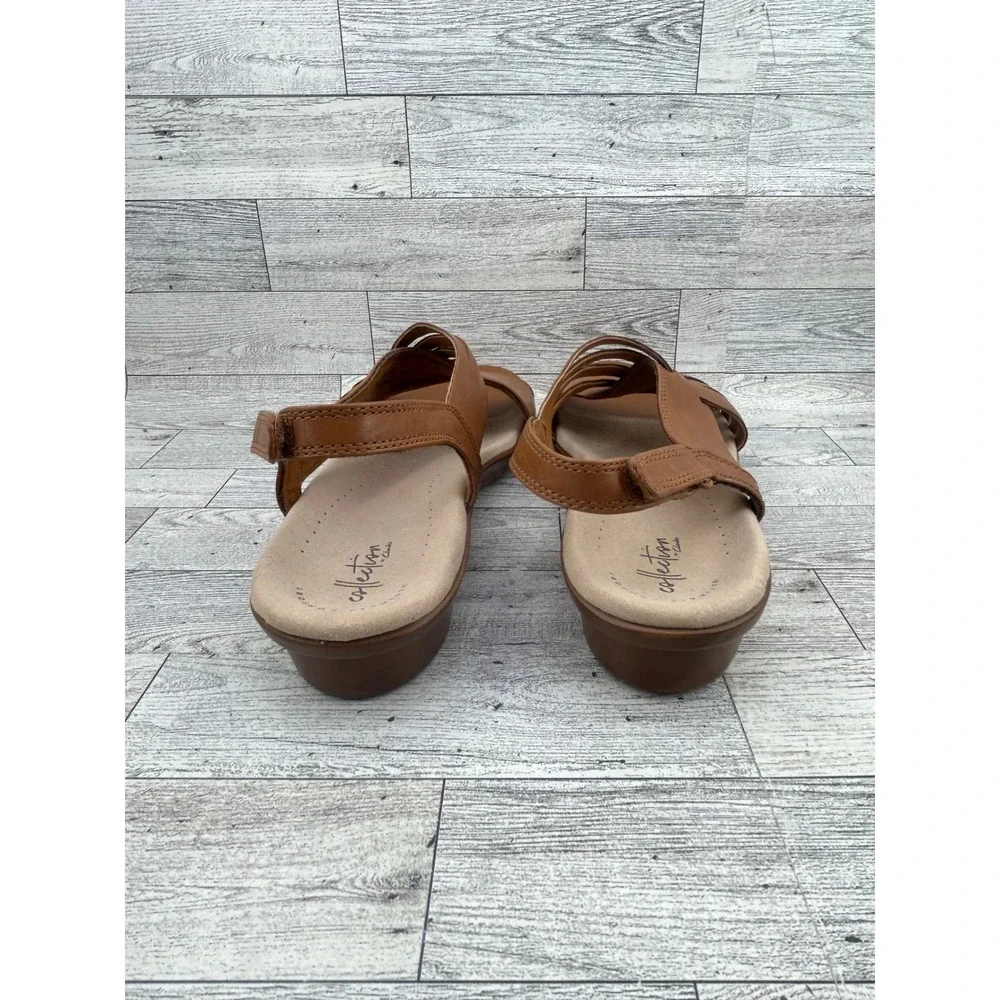 Clarks Loomis Cassey Tan Leather Wedge Sandals‎ Womens 11 M Ultimate Comfort